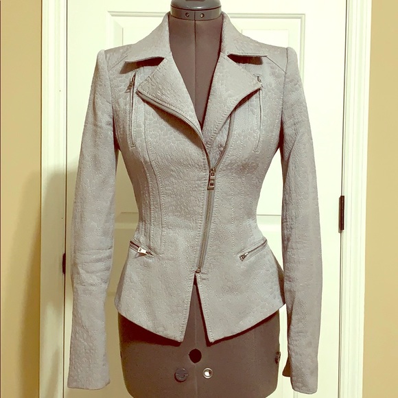 BCBGMaxAzria Jackets & Blazers - BCBG Peplum Jacquard Jacket Grey XS